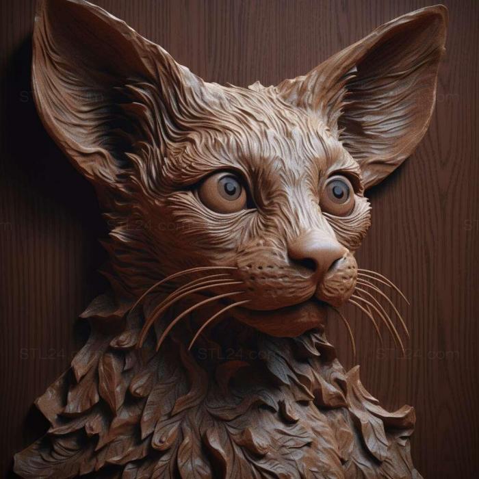 Nature and animals (Lykoi cat 2, NATURE_7770) 3D models for cnc